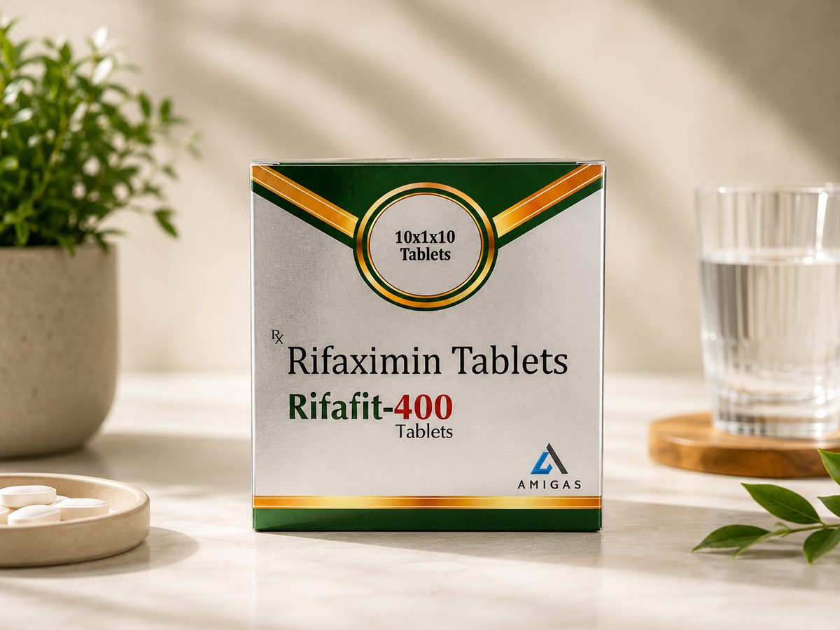 Rifafit-400 Rifaximin 400 mg tablet strip by Amigas Pharma