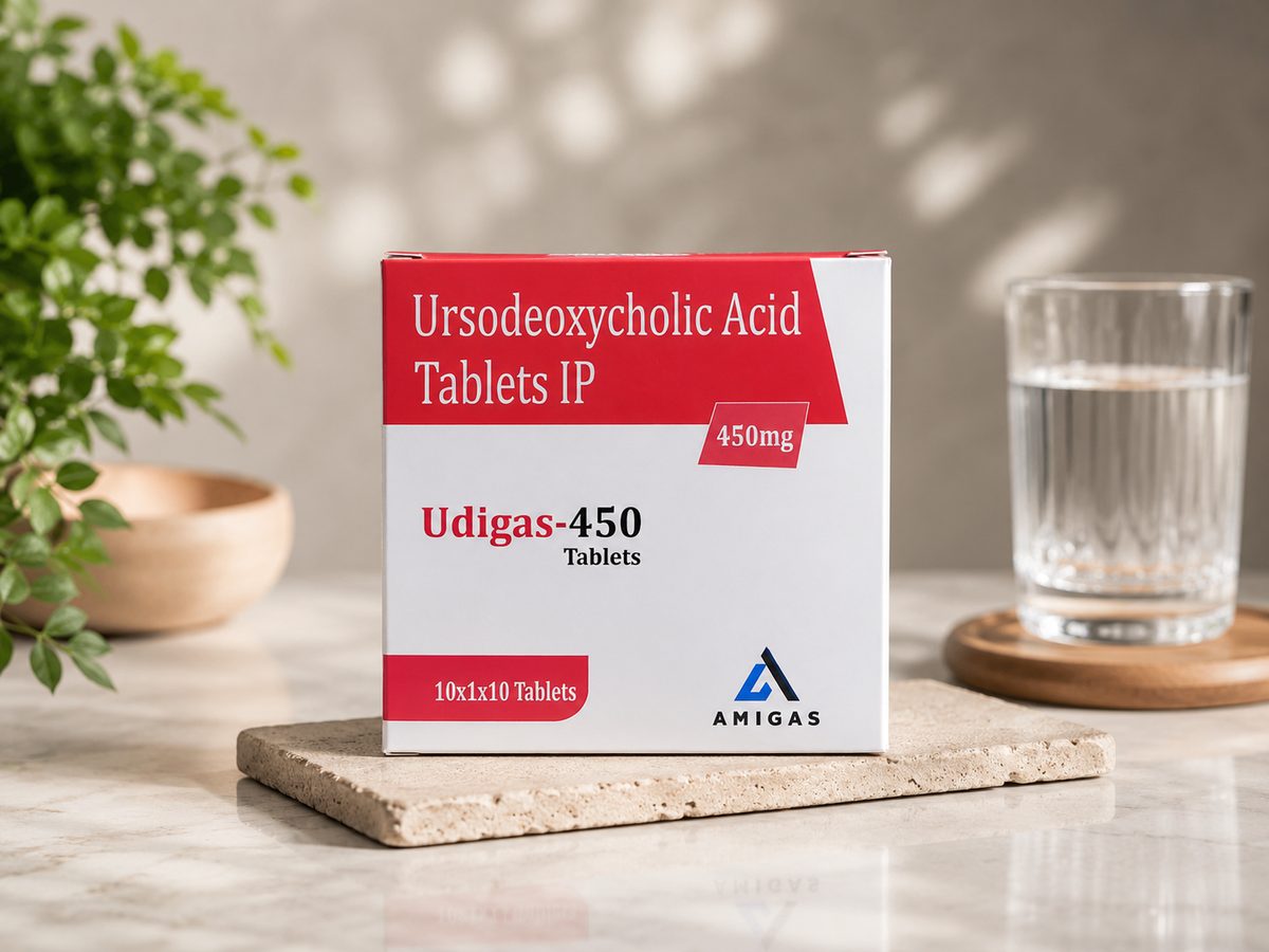 Udigas-450 Ursodeoxycholic Acid 450 mg tablet strip by Amigas Pharma
